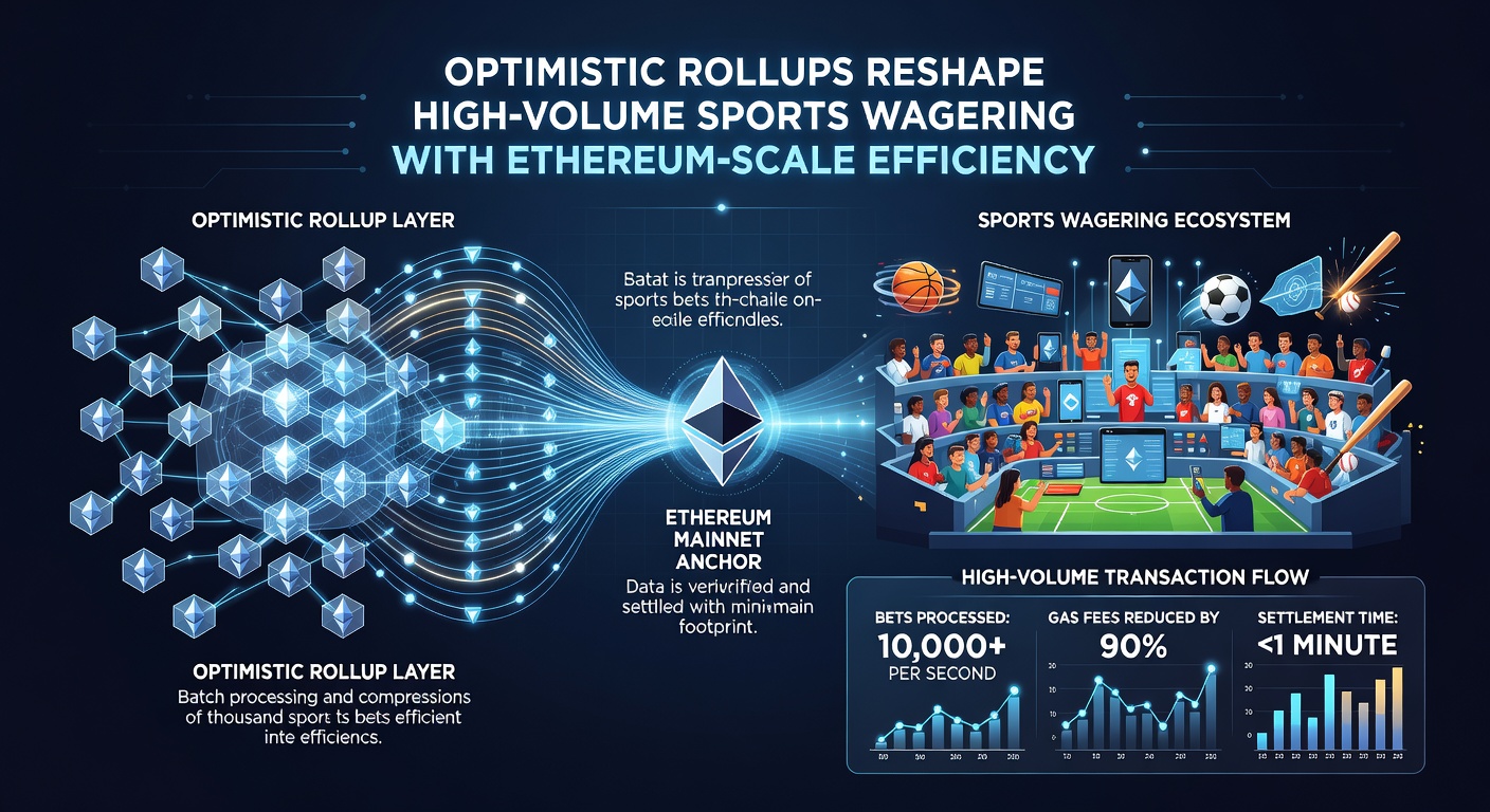 Diagramm vergleicht Transaktionsgeschwindigkeit und Kosten von Optimistic Rollups gegenüber Ethereum Layer 1 bei Sportwetten-Spitzenlast